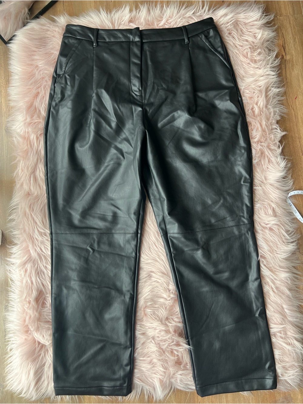 Reitmans Black Faux Leather Straight Leg Pants Plus Size